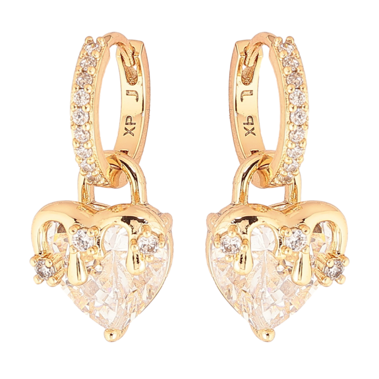 Сережки Xuping Позолота 18K підвіски на колечках «Кришталеві сердечка» 2 в 1 фото №18