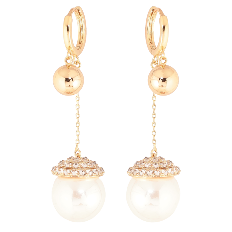 Сережки Xuping Позолота 18K підвіски на колечках «Перлинні підвіски» фото №17