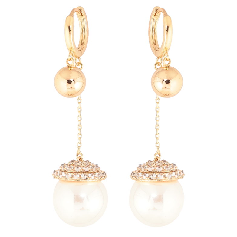 Серьги Xuping Позолота 18K подвески на колечках Жемчужные подвески фото №1