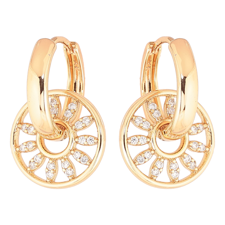 Сережки Xuping Позолота 18K підвіски на колечках «Кришталеві колечка» 2 в 1 фото №19