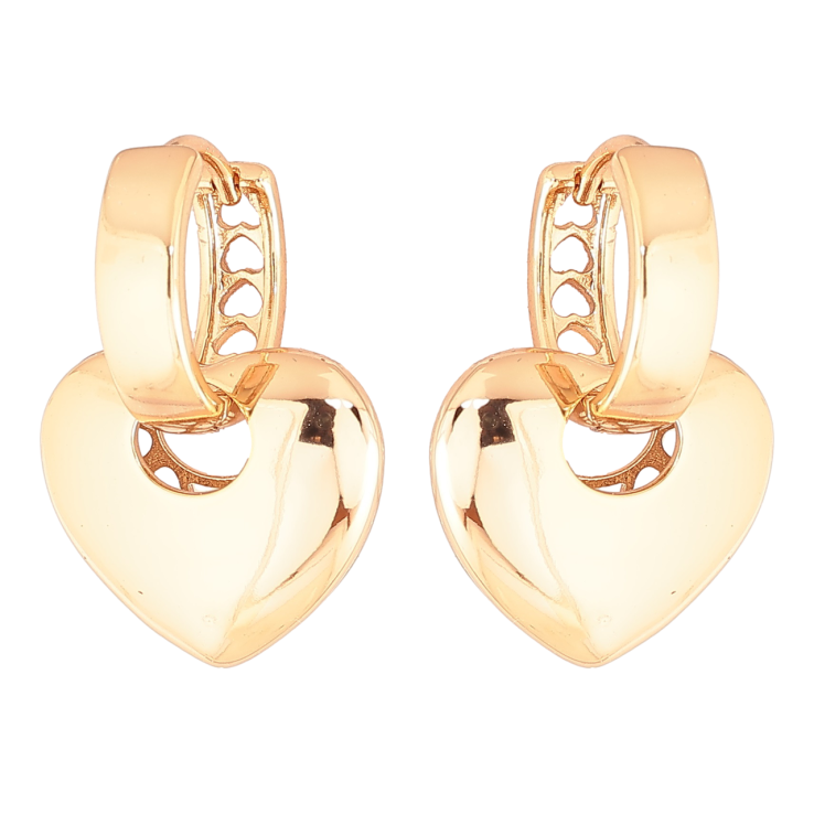 Сережки Xuping Позолота 18K підвіски на колечках «Сердечка» 2 в 1 фото №25