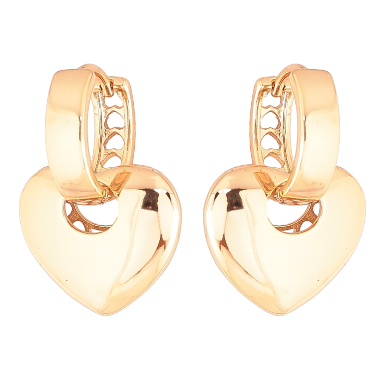 Серьги Xuping Позолота 18K подвески на колечках Сердечки 2 в 1 фото №13