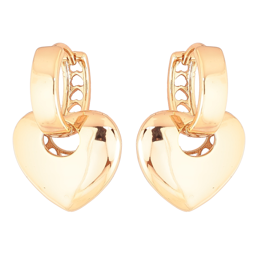 Сережки Xuping Позолота 18K підвіски на колечках «Сердечка» 2 в 1 фото №1