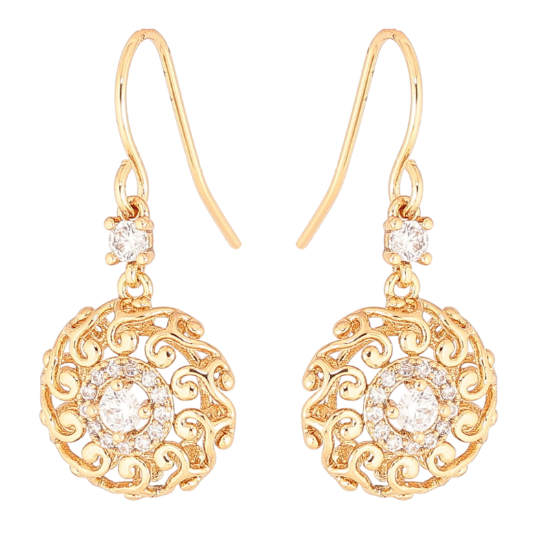 Серьги Xuping Позолота 18K французский замок Ажурные подвески с кристаллами фото №1