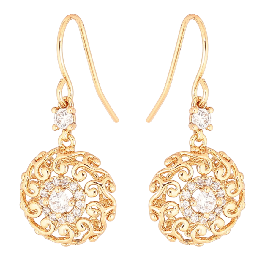 Сережки Xuping Позолота 18K французький замок «Ажурні підвіски з кристалами» фото №1