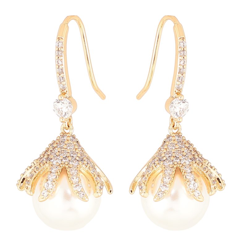 Серьги Xuping Позолота 18K французский замок Жемчужные подвески фото №10