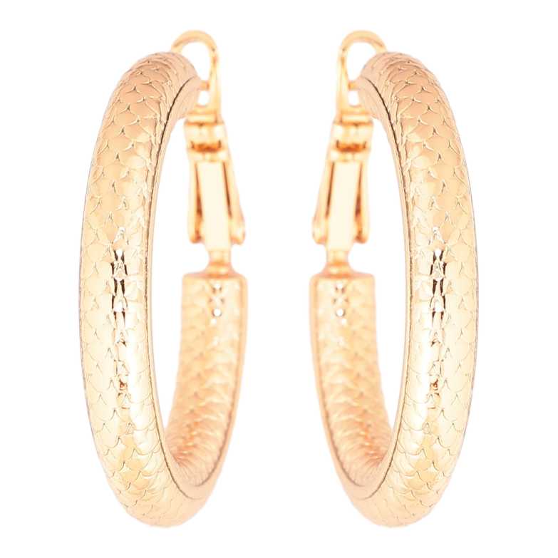 Сережки Xuping Позолота 18K кільця (конго) «Декоративний візерунок» ø 3см фото №1