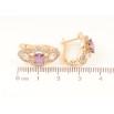Серьги Xuping Позолота 18K английский замок Декоративный узор с сиреневыми кристаллами и инкрустацией фото №2 Серьги Xuping Позолота 18K английский замок Декоративный узор с сиреневыми кристаллами и инкрустацией фото №2