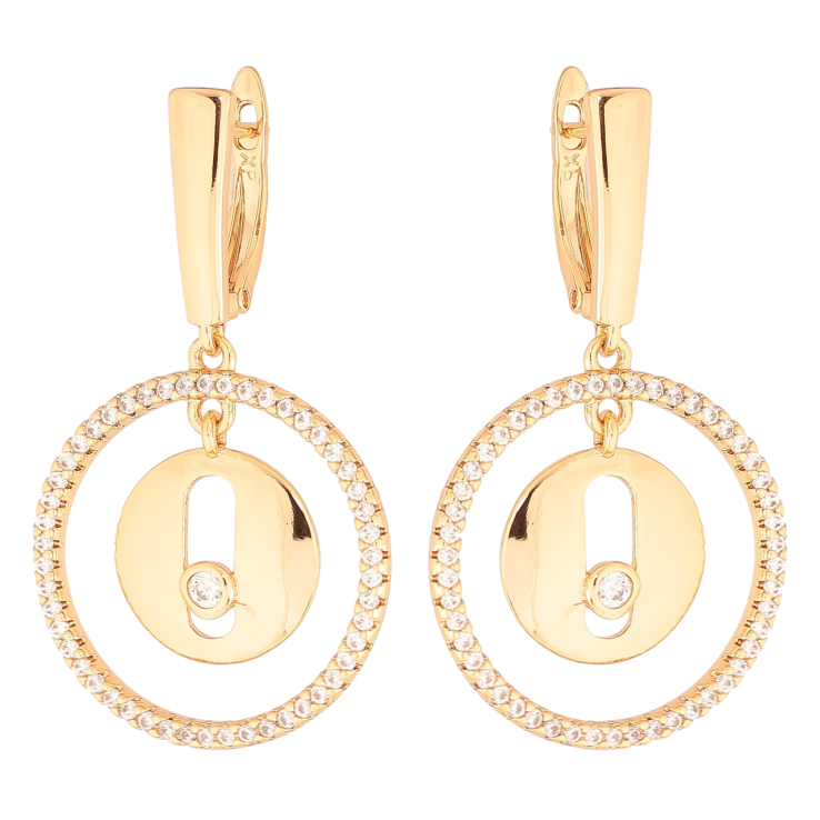 Серьги Xuping Позолота 18K английский замок Круглые подвески с кристаллами фото №19