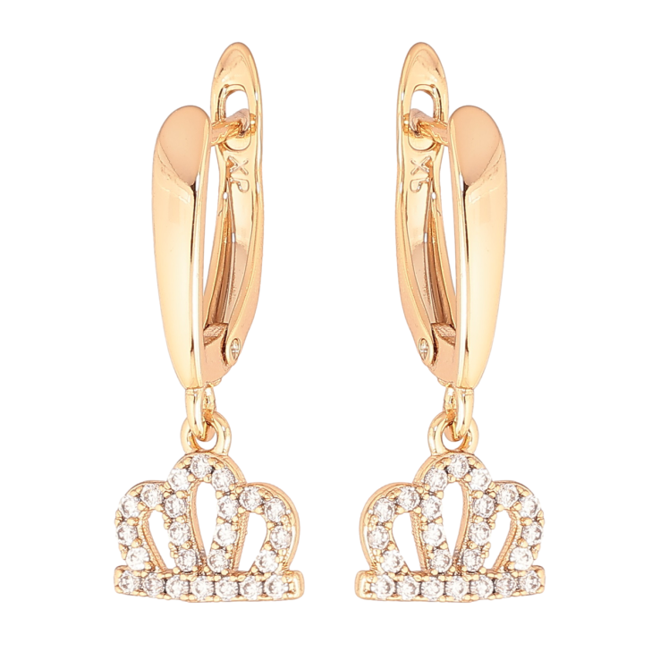 Серьги Xuping Позолота 18K английский замок Корона с инкрустацией кристаллами фото №8