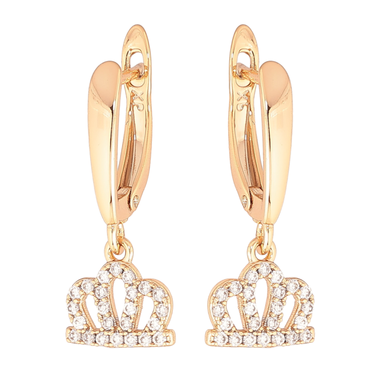 Серьги Xuping Позолота 18K английский замок Корона с инкрустацией кристаллами фото №1 Серьги Xuping Позолота 18K английский замок Корона с инкрустацией кристаллами фото №1