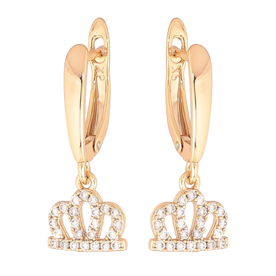 Серьги Xuping Позолота 18K английский замок Корона с инкрустацией кристаллами фото №1 Серьги Xuping Позолота 18K английский замок Корона с инкрустацией кристаллами фото №1