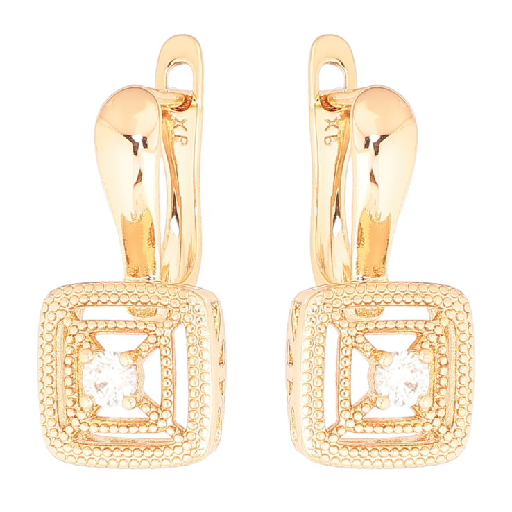 Серьги Xuping Позолота 18K английский замок Узор с кристаллами фото №17
