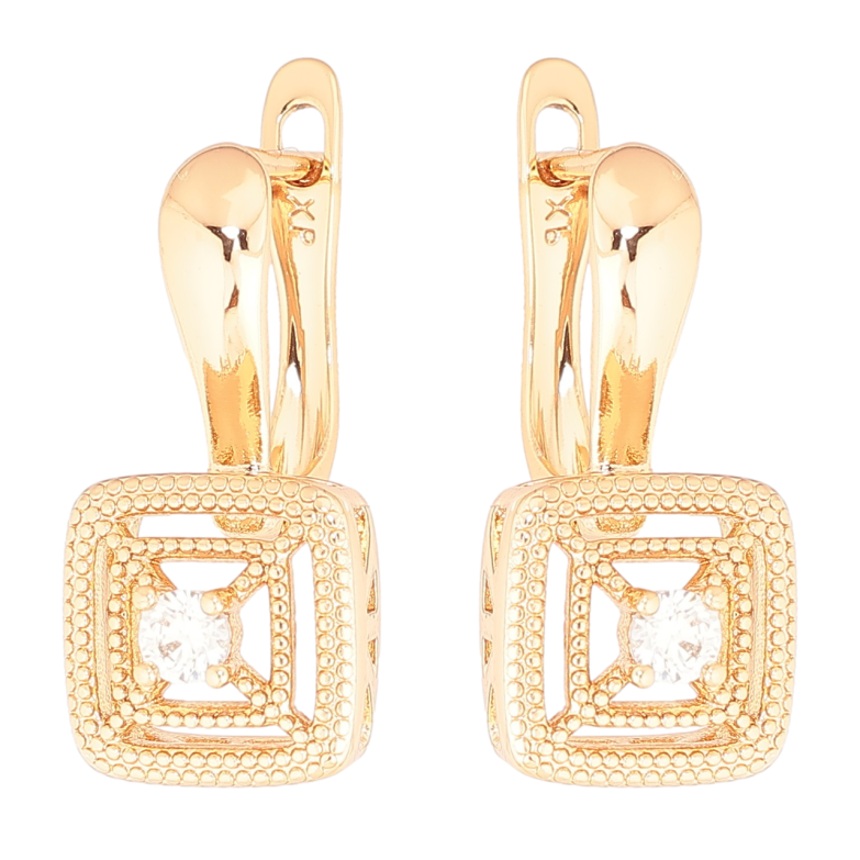 Серьги Xuping Позолота 18K английский замок Узор с кристаллами фото №1