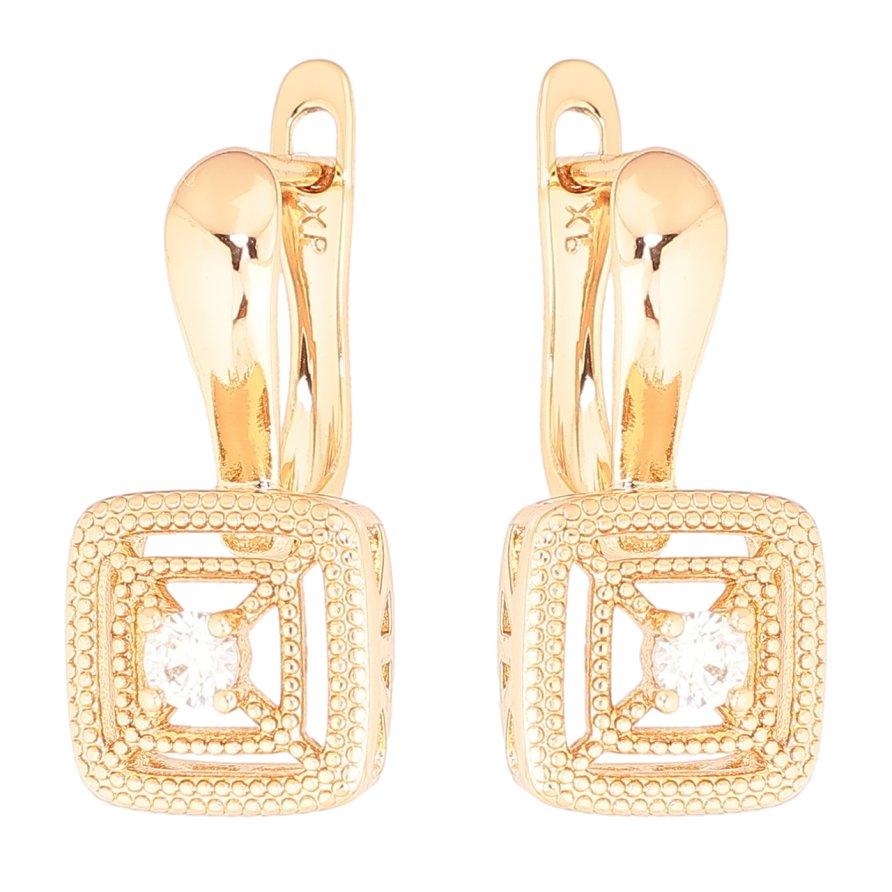 Серьги Xuping Позолота 18K английский замок Узор с кристаллами фото №1