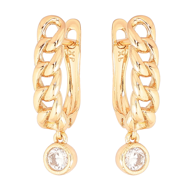 Серьги Xuping Позолота 18K английский замок Узор цепочка с кристальной подвеской фото №4