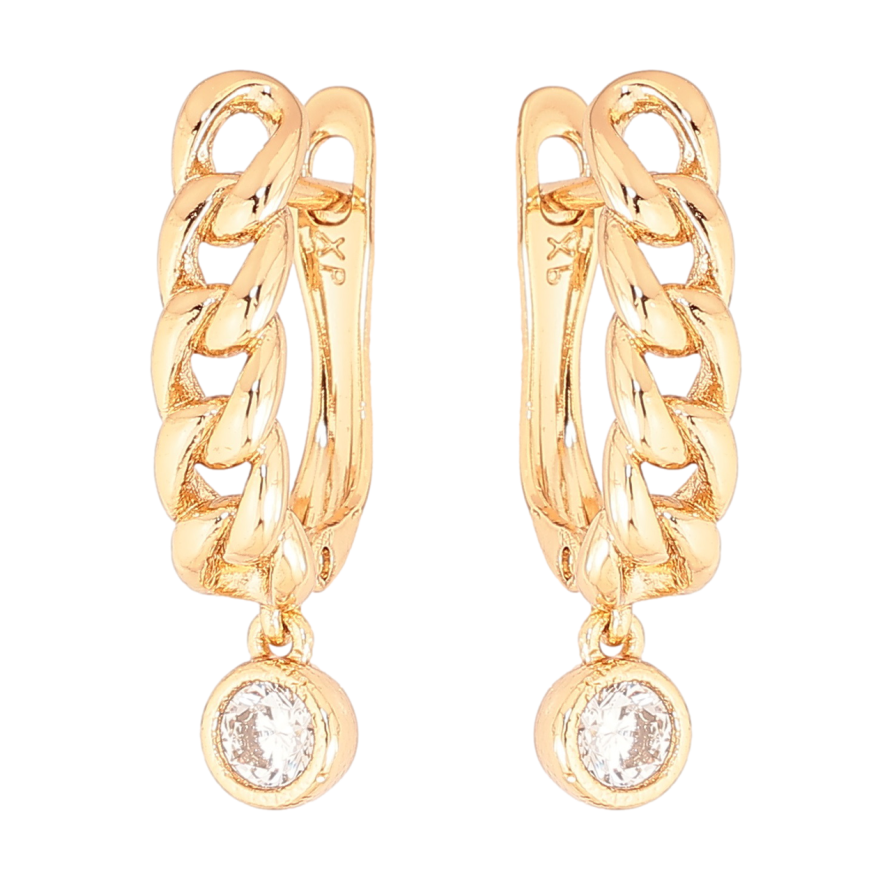 Серьги Xuping Позолота 18K английский замок Узор цепочка с кристальной подвеской фото №1