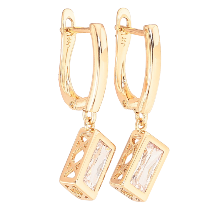 Серьги Xuping Позолота 18K английский замок Кристальные подвески на одну сторону фото №3