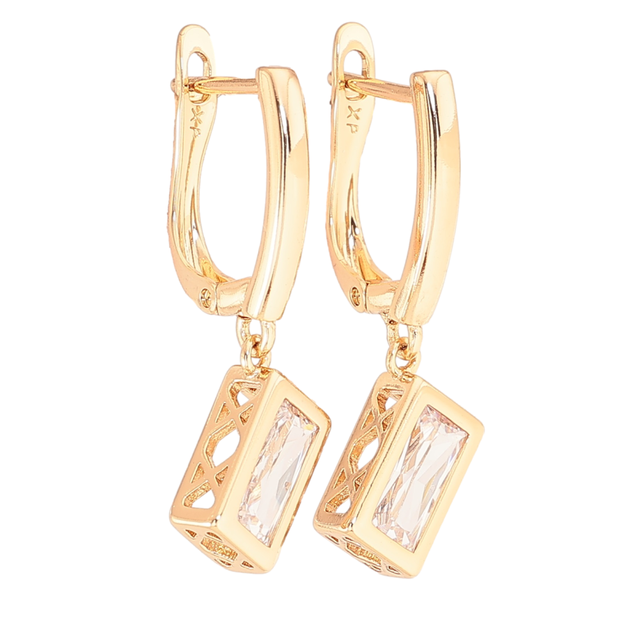 Серьги Xuping Позолота 18K английский замок Кристальные подвески на одну сторону фото №1