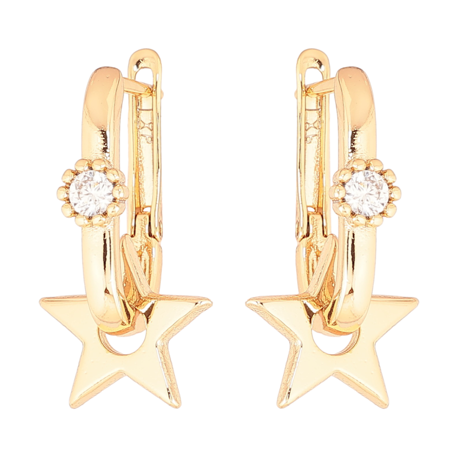 Серьги Xuping Позолота 18K английский замок Звезды 2 в 1 фото №1