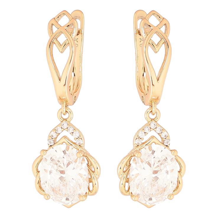 Серьги Xuping Позолота 18K английский замок Изящные подвески с кристаллами фото №8