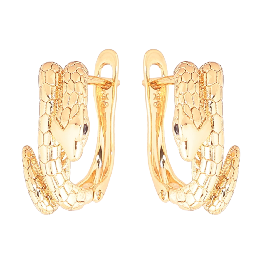 Серьги Xuping Позолота 18K английский замок Змеи с синими кристаллами фото №1
