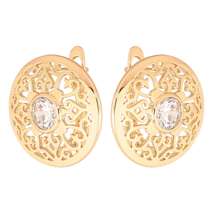 Серьги Xuping Позолота 18K английский замок Ажурные круги с кристаллами фото №16