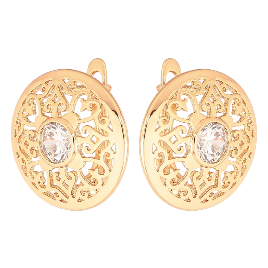 Серьги Xuping Позолота 18K английский замок Ажурные круги с кристаллами фото №1