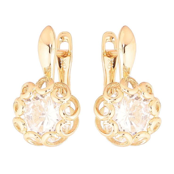 Серьги Xuping Позолота 18K английский замок Кристаллы в декоративной оправе фото №7