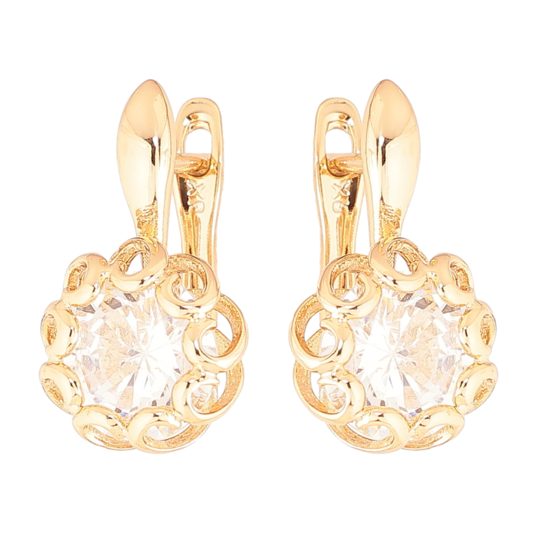Серьги Xuping Позолота 18K английский замок Кристаллы в декоративной оправе фото №1 Серьги Xuping Позолота 18K английский замок Кристаллы в декоративной оправе фото №1