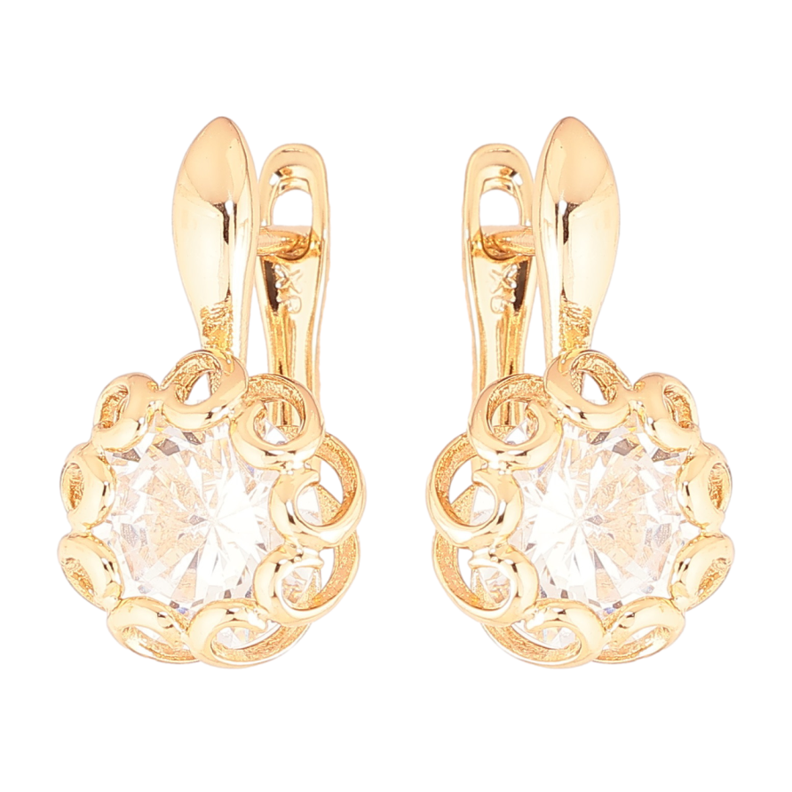 Серьги Xuping Позолота 18K английский замок Кристаллы в декоративной оправе фото №1 Серьги Xuping Позолота 18K английский замок Кристаллы в декоративной оправе фото №1