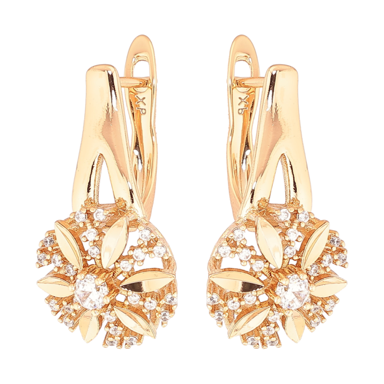 Серьги Xuping Позолота 18K английский замок Цветочки с кристаллами фото №1 Серьги Xuping Позолота 18K английский замок Цветочки с кристаллами фото №1