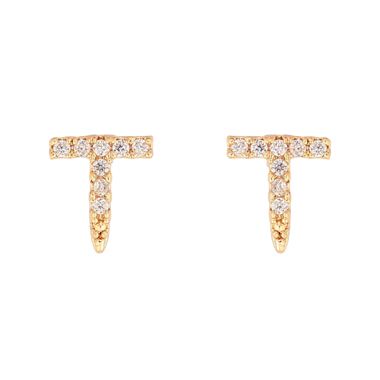 Серьги Xuping M&L Цвет 18K пусеты Буква Т с кристаллами фото №4