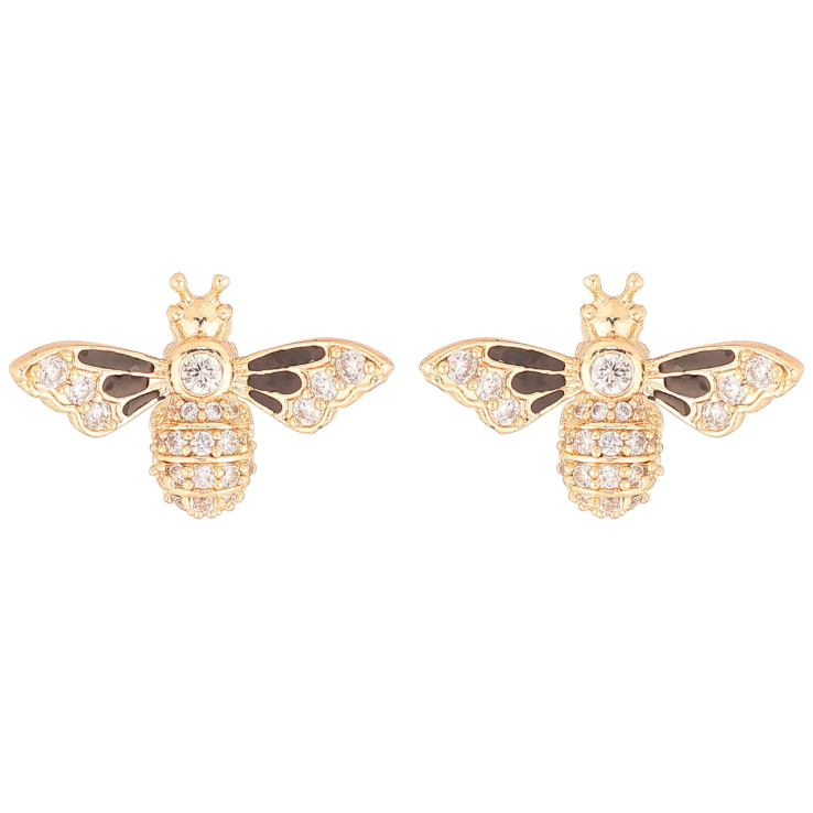 Серьги Xuping M&L Цвет 18K пусеты Мушки с инкрустацией кристаллами и черной эмалью фото №13