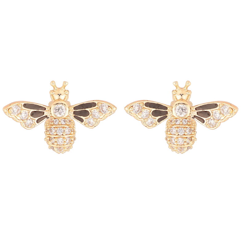 Сережки Xuping M&L Колір 18K пусети «Мушки з інкрустацією кристалами та чорною емаллю» фото №1