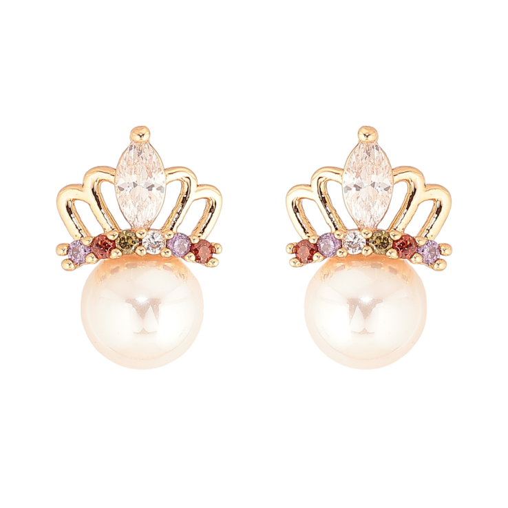 Серьги Xuping M&L Цвет 18K пусеты Корона с жемчужиной фото №13