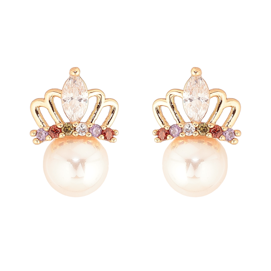 Серьги Xuping M&L Цвет 18K пусеты Корона с жемчужиной фото №1