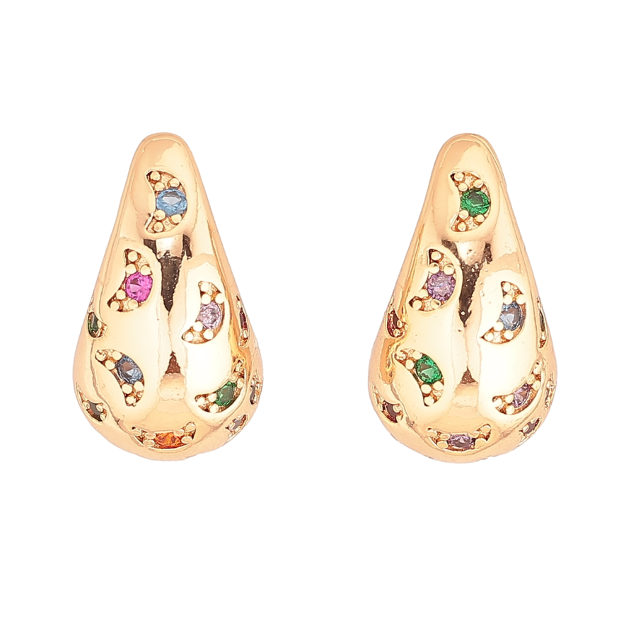 Серьги Xuping M&L Цвет 18K пусеты Капельки с разноцветными кристаллами фото №1