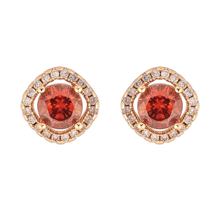 Серьги Xuping M&L Цвет 18K пусеты Красные кристаллы в обрамлении фото №9