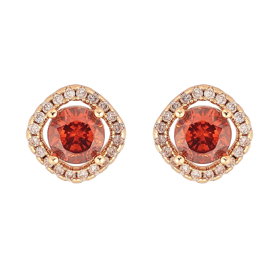 Серьги Xuping M&L Цвет 18K пусеты Красные кристаллы в обрамлении фото №1