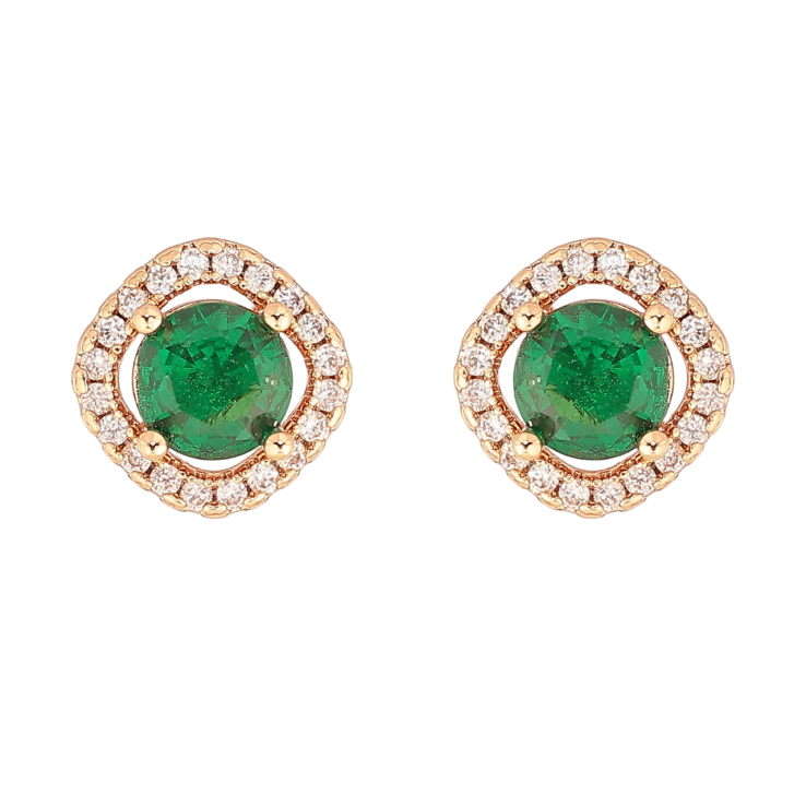 Серьги Xuping M&L Цвет 18K пусеты Зеленые кристаллы в обрамлении фото №16