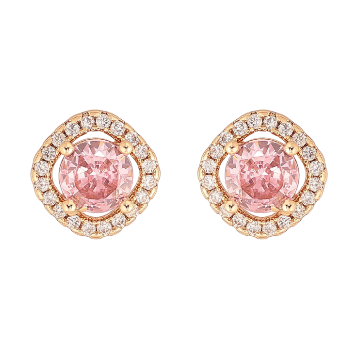 Серьги Xuping M&L Цвет 18K пусеты Розовые кристаллы в обрамлении фото №21