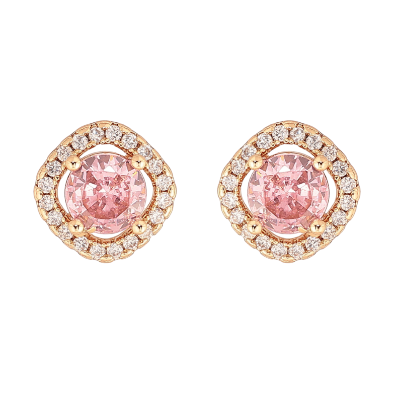 Сережки Xuping M&L Колір 18K пусети «Рожеві кристаллы в обрамлении» фото №1