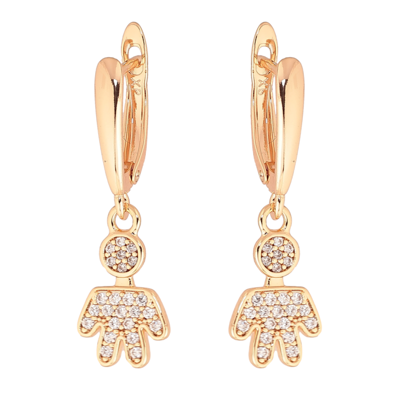 Серьги Xuping M&L Цвет 18K английский замок Человечки с инкрустацией кристаллами фото №1