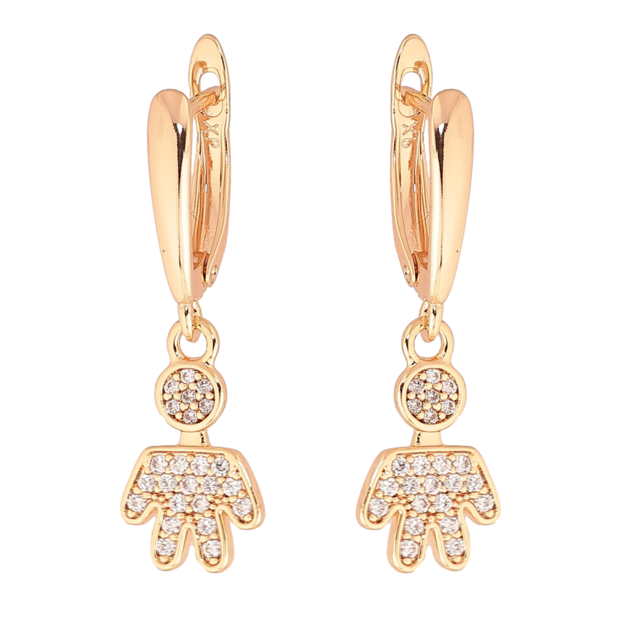 Серьги Xuping M&L Цвет 18K английский замок Человечки с инкрустацией кристаллами фото №1