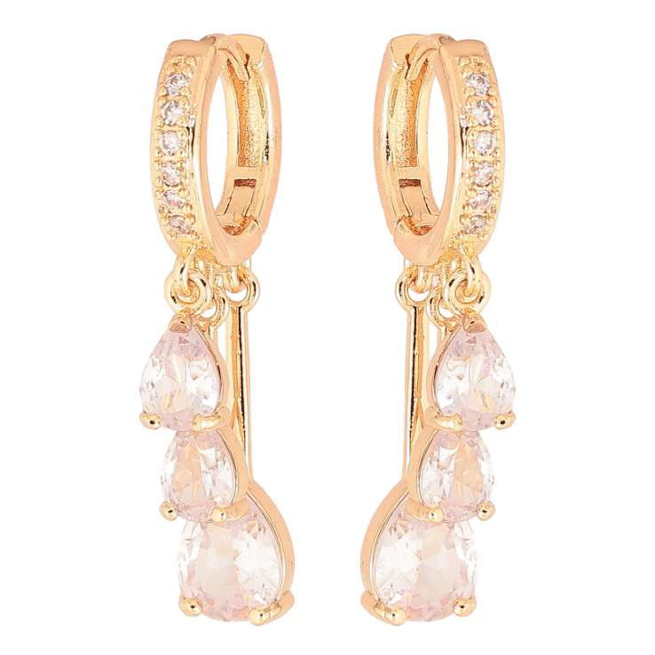 Сережки Xuping M&L Колір 18K підвіски на колечках «Три кристали» фото №4