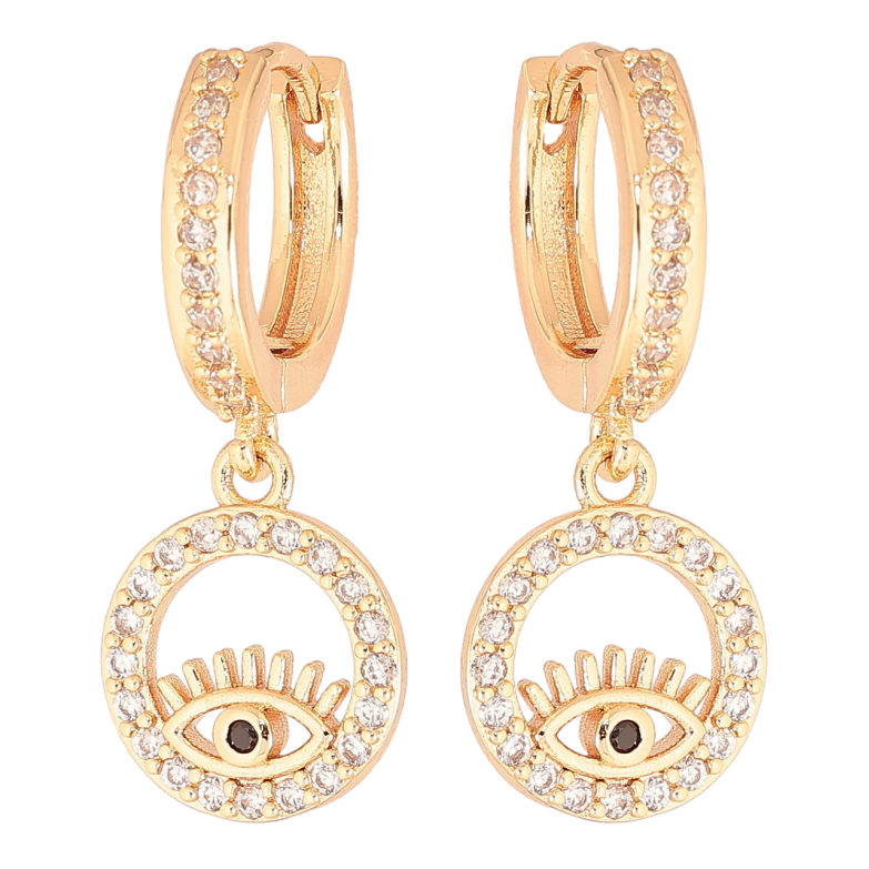 Сережки Xuping M&L Колір 18K підвіски на колечках «Кристальні колечка з очима» фото №1