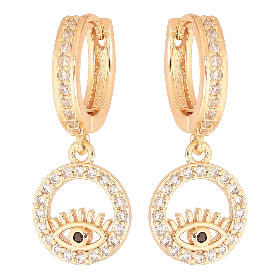 Сережки Xuping M&L Колір 18K підвіски на колечках «Кристальні колечка з очима» фото №1