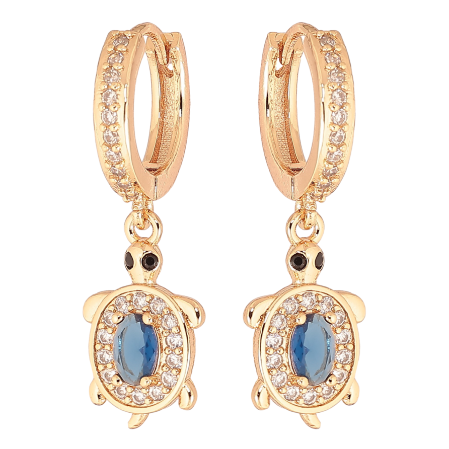 Сережки Xuping M&L Колір 18K підвіски на колечках «Черепашки з синіми кристалами» фото №1
