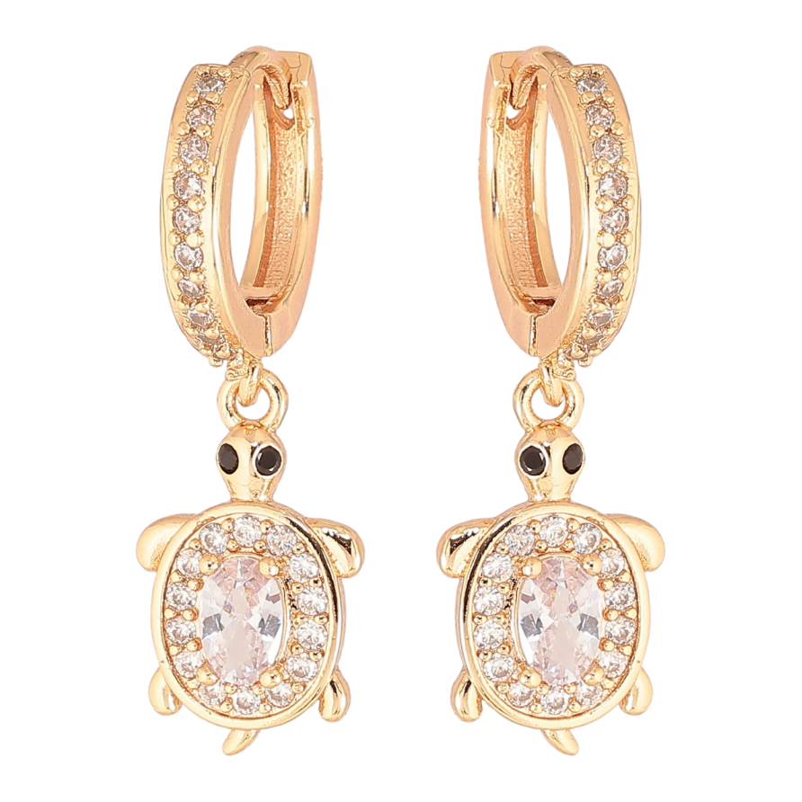 Серьги Xuping M&L Цвет 18K подвески на колечках Черепашки с кристаллами фото №1